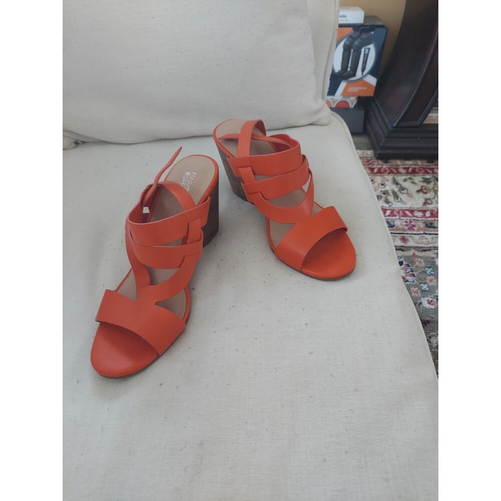 Market and Spruce tangerine wedge sandals